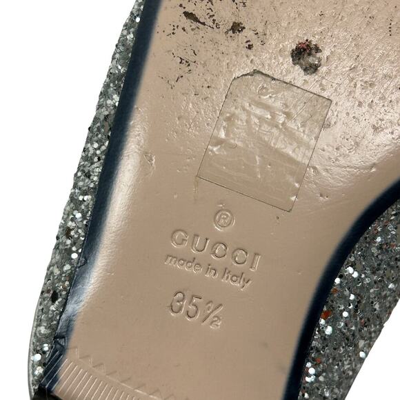 Gucci Silver Glitter Princeton Horsebit Slide Mule Loafers 5.5 - Picture 11 of 13